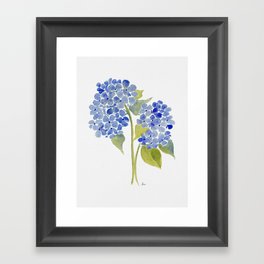 Blue Gouache Hydrangea Framed Art Print