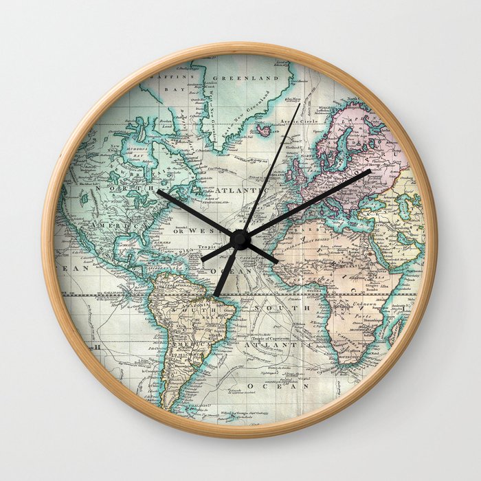 Vintage Map of The World (1801) Wall Clock