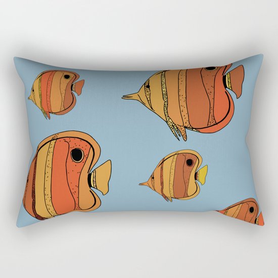 Orange Butterfly Fish Rectangular Pillow