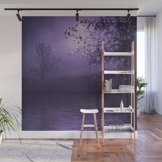 Song Of The Nightbird Lavender Wall Mural By Monikastrigel Society6