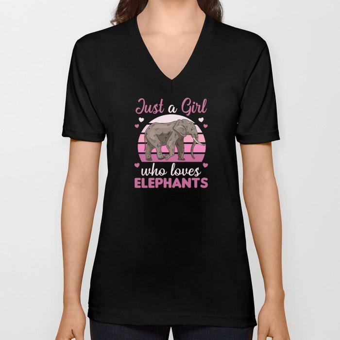 Just A Girl who Loves Elephants Sweet Elephant V Neck T Shirt