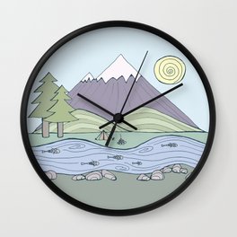 Camping in the Forest Wall Clock