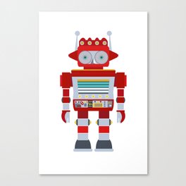 Red Robot Retro Toy Canvas Print