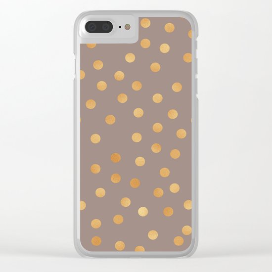 Rose gold polka dots - mocha golden Clear iPhone Case