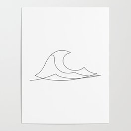 Great Wave - One line art - W2 Poster