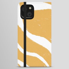 Minimalistic Abstract Yellow Wave Painting Pattern iPhone Wallet Case