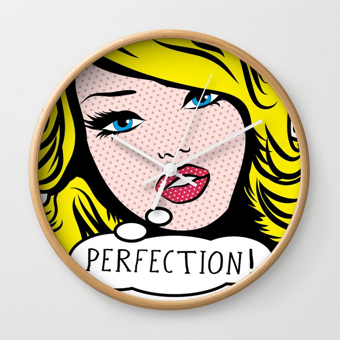Perfection Pop Art Girl Wall Clock