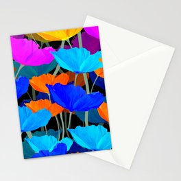 Colorful Poppies on Black Background #decor #society6 #buyart Stationery Card