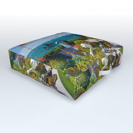 Claude Monet (French,1840-1926) - Title: Garden at Sainte-Adresse (Terrasse à Sainte-Adresse) - Date: 1867 - Style: Impressionism - Genre: Landscape, Seascape, genre art - Media: Oil on canvas - Digitally Enhanced Version (1800dpi) - Outdoor Floor Cushion