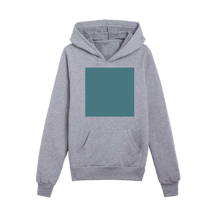 Dark Blue-green Gray Solid Color Pairs Pantone Brittany Blue 18-5610 TCX Kids Pullover Hoodie