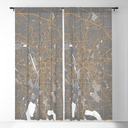 Leipzig City Map of Saxony, Germany - Bauhaus Blackout Curtain