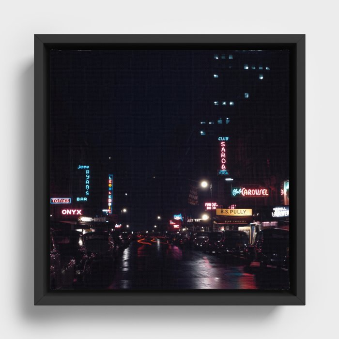 1940's 52nd Street Jazz Club District, New York City, Manhattan color photography / photographs Framed Canvas