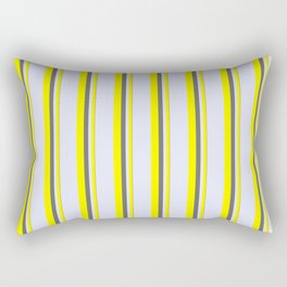 [ Thumbnail: Dim Grey, Yellow & Lavender Colored Striped Pattern Rectangular Pillow ]