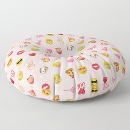 Emoji pattern pink background perfect kids room decor with emojis Floor Pillow