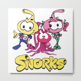 Swim along Snorks Cast Tribute Metal Print | Vintage, 90Skids, Cartoons, Snorks, Funny, Drawing, Thesnork, 80Skids, Tv 