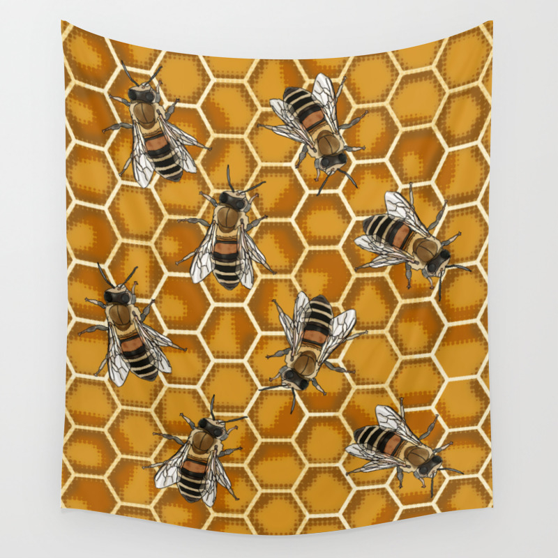 Honey Bee Beehive Bumble Bees And Worker Bees Wall Tapestry By Beefoxtree Society6