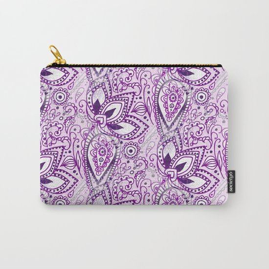 Boho Purple Paisley Doodle Carry-All Pouch