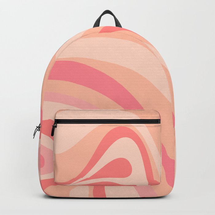 New Groove Retro Swirl Abstract Pattern in Blush Pink Tones Backpack