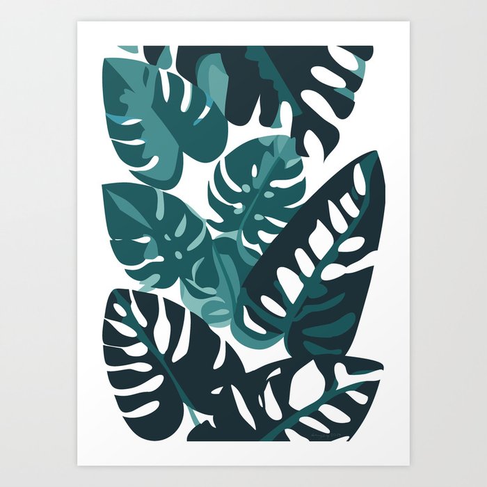 Plant Based Decor - Monstera White and Green Art Print