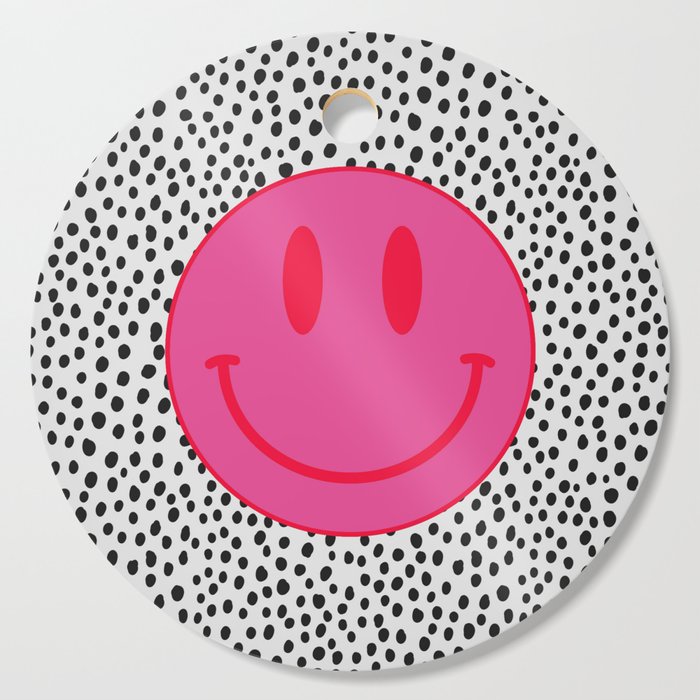 Make Me Smile - Cute Preppy Vsco Smiley Face on Black and White Cutting Board
