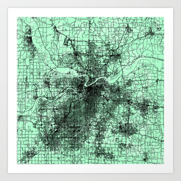 Kansas City, Missouri - City Map Aesthetic Art Print