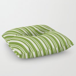 [ Thumbnail: Beige & Green Colored Lines Pattern Floor Pillow ]