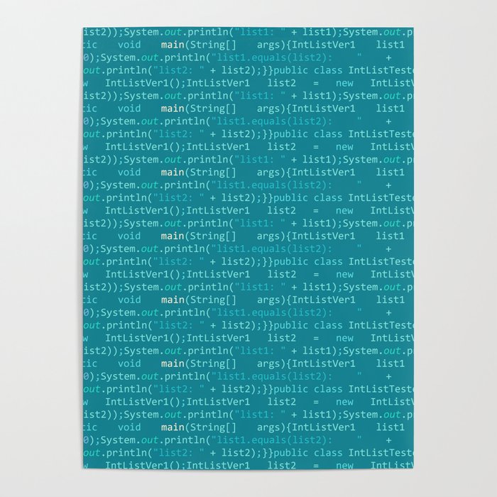 Computer Software Code Pattern in Teal Blue Poster