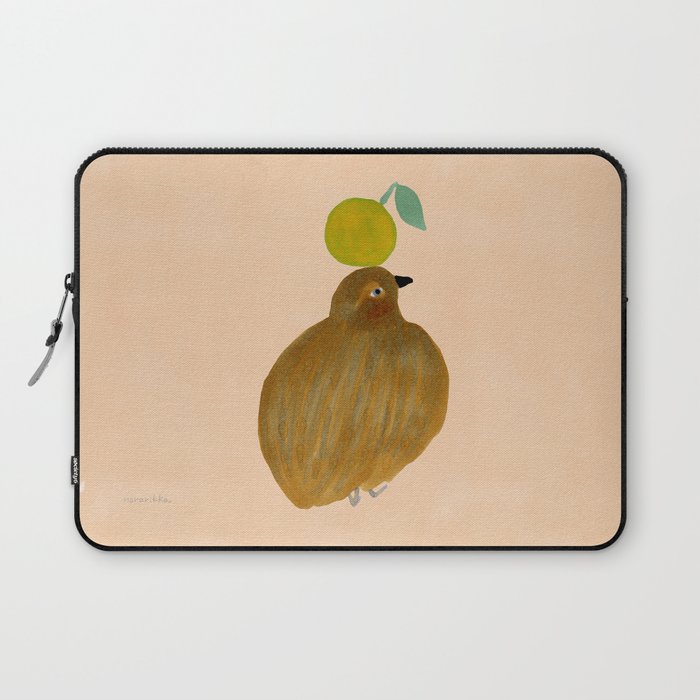 Fat Round Bird and Orange - Brown and Pink Laptop Sleeve