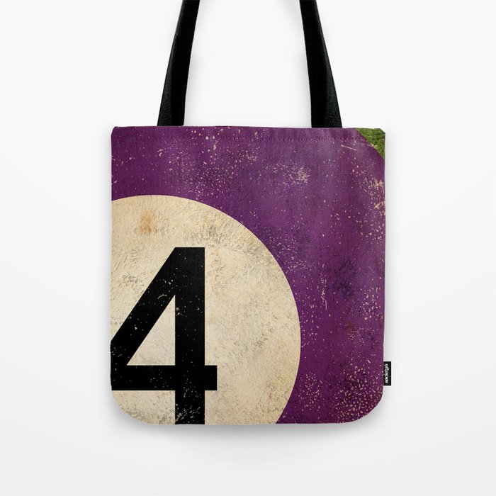 Billiards Ball pool ball number 4 ball four numeral game room man cave art Tote Bag