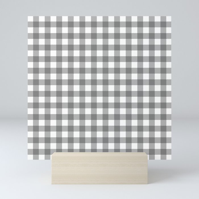 Plaid (gray/white) Mini Art Print