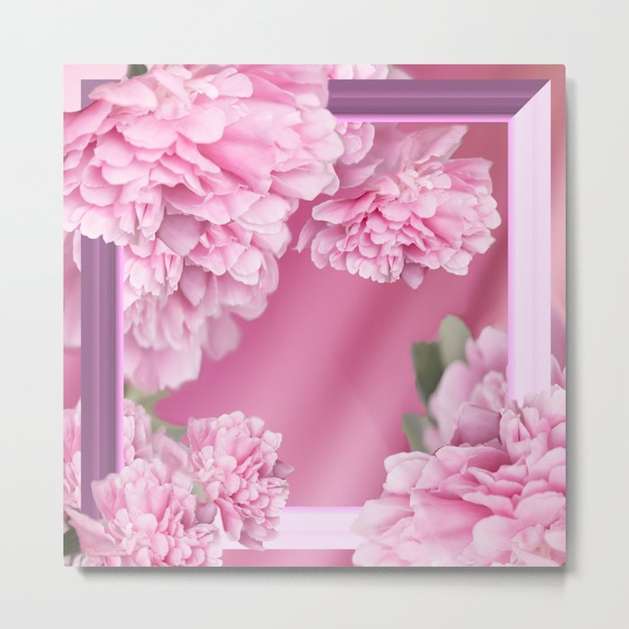 Pink Peonies In Frame #decor #society6 #buyart Metal Print
