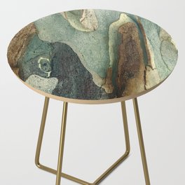 Breathtaking Tree Bark In Subtle Aqua-Sea Foam  Side Table