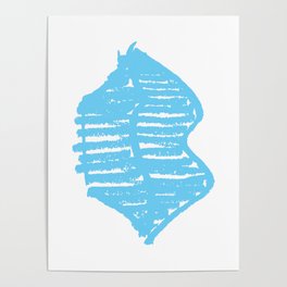 Light Blue Lips Pattern and Print Poster