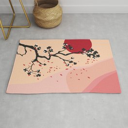 Cherry Blossoms Contemporary Abstract Rug | Cherryblossoms, Contemporary, Graphicdesign, Sakura, Landscape, Zen, Pattern, Nature, Japanese, Meditation 