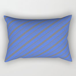 [ Thumbnail: Royal Blue & Dim Gray Colored Pattern of Stripes Rectangular Pillow ]