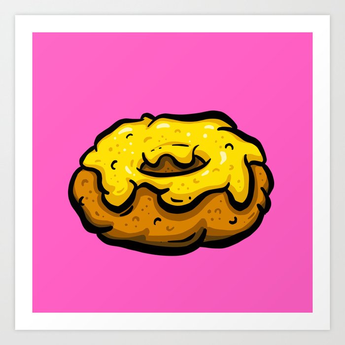 Custard Donut Turd Poo Poop Dookie Cartoon Art Print