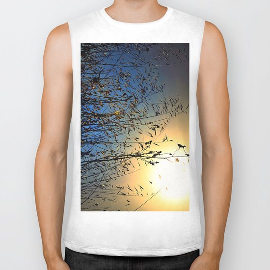 grass at sunset Biker Tank