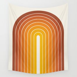 Gradient Arch IX Retro Orange Mid Century Modern Rainbow Wall Tapestry