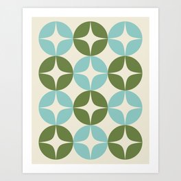 Mid Century Modern Pattern in Teal and Green Art Print