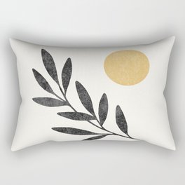 Leaf Sun 1 - Gold Black Rectangular Pillow