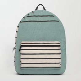 Light Blue Green Minimalist Lines Color Block Backpack | Black Lines, Classic, Light Teal, Painting, Simple, White, Digital, Trendy, Classy, Color Block 