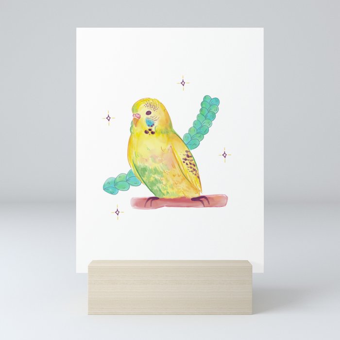 Watercolor Budgie  Mini Art Print