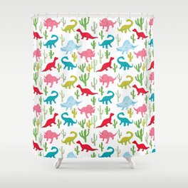 Dinosaurs and Cacti Shower Curtain