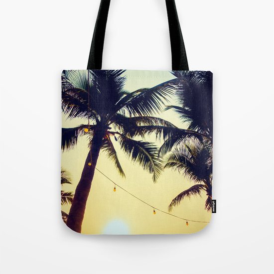 Vintage Palm trees with patio lanterns Tote Bag