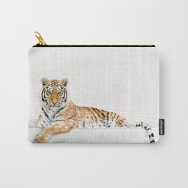 Tiger in a Bathtub, Tiger Taking a Bath, Tiger Bathing, Whimsy Animal Art Print By Synplus Carry-All Pouch