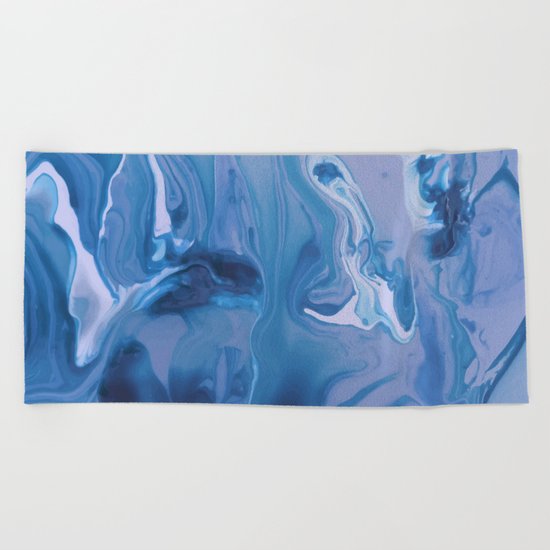 Watercolor marble blue & purple Beach Towel