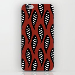 Abstract black and white fish pattern Red iPhone Skin