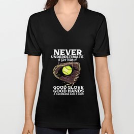 Girl With A Good Glove V Neck T Shirt