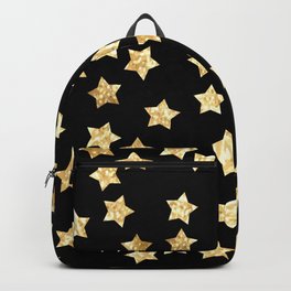 Geometric sparkle abstract illustration pattern with gold glitter stars Backpack