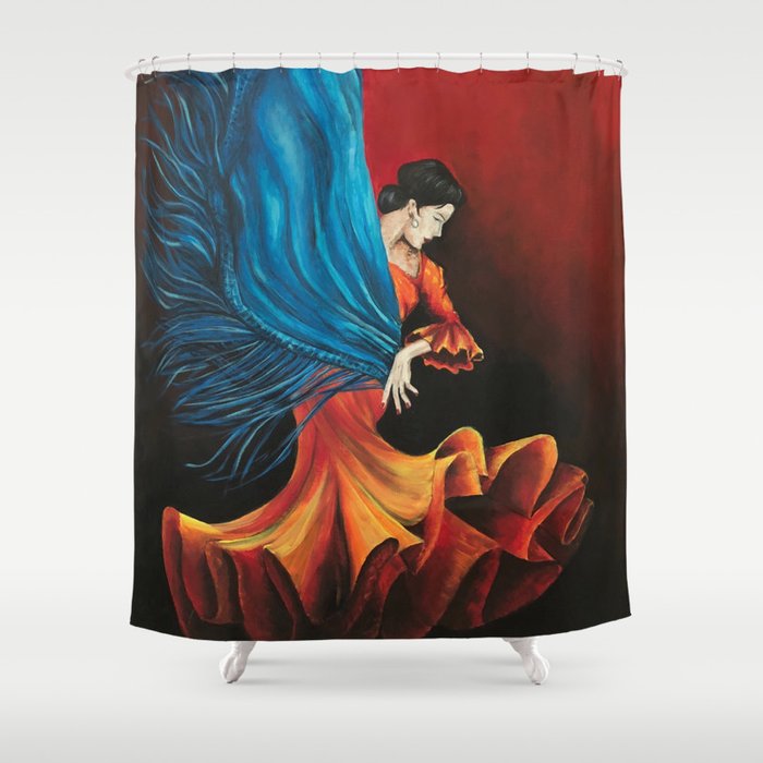 Spanish Flamenco Dancer Shower Curtain By Claudianolascoart67